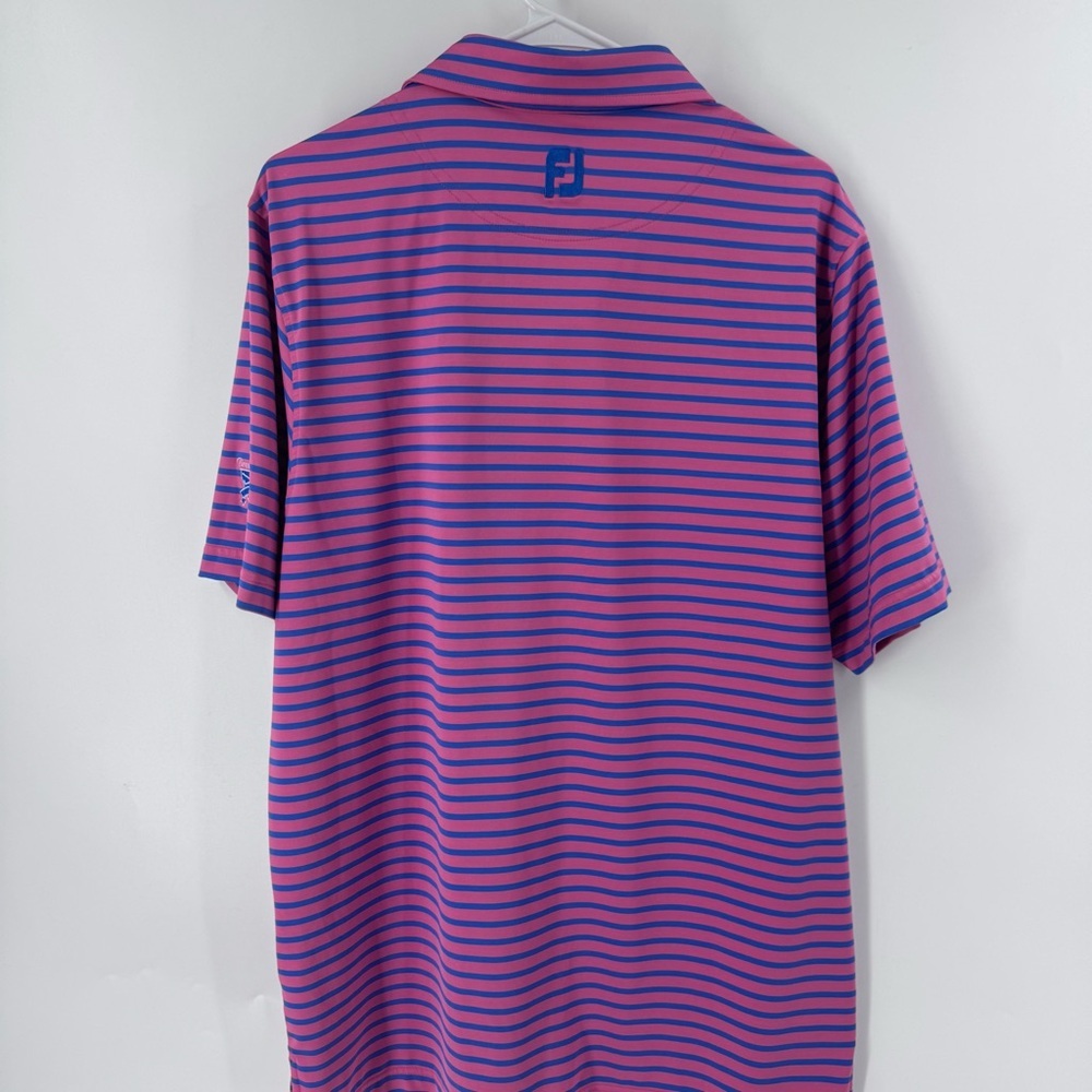 FootJoy Men's Polo with Pink and Blue Stripes‎ - Picture 3 of 7